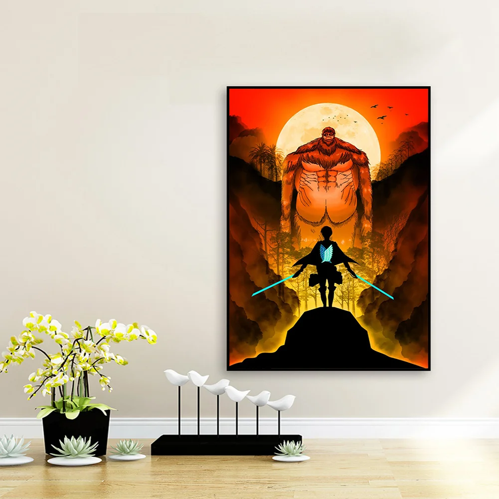 Full Round Diamond Painting 35*50cm - Attack On Titan - Silhouette