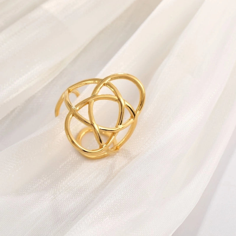 Basic Minimalist Classic Style Irregular Pentagram Lines 304 Stainless Steel Plating Open Rings