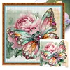Jewel Butterfly And Peony-11CT Stamped Cross Stitch 45*45cm/17.72*17.72in