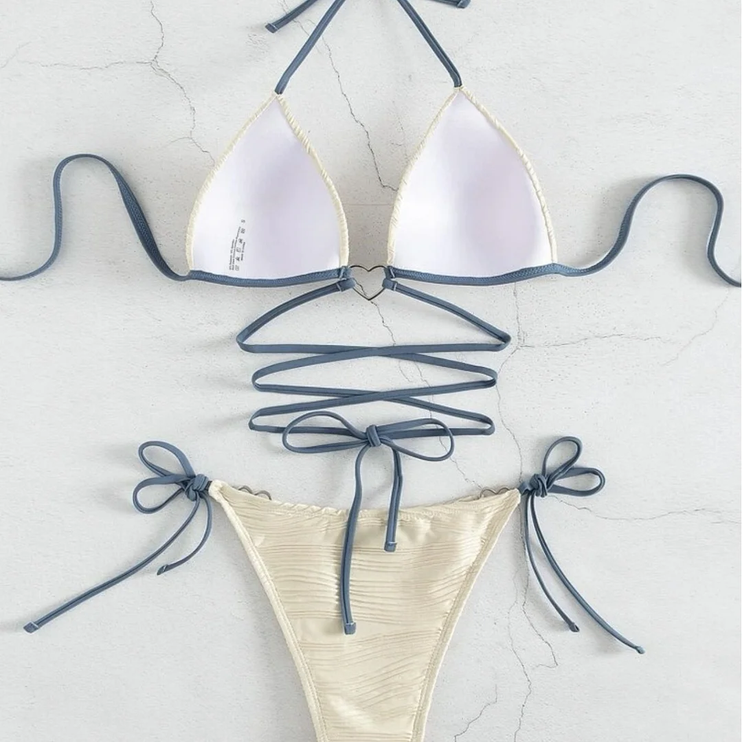 Churchf 2025 Split Hard Cup Bikini Love Rope Strap Bikini Swimsuit Lady Sexy Swimsuit