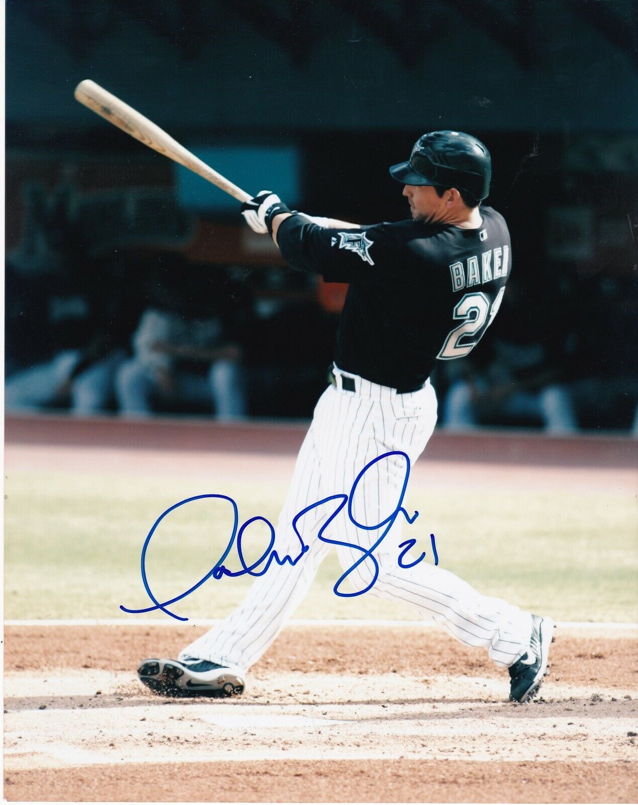 JOHN BAKER MIAMI MARLINS ACTION SIGNED 8x10