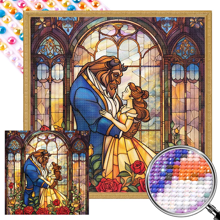 Beauty And The Beast 40*40CM (Canvas) AB Round Drill Diamond Painting gbfke