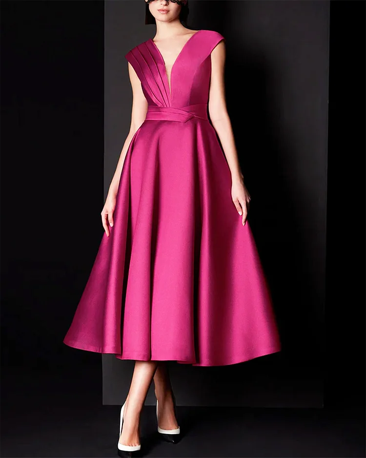Women's V-neck sleeveless satin Dress