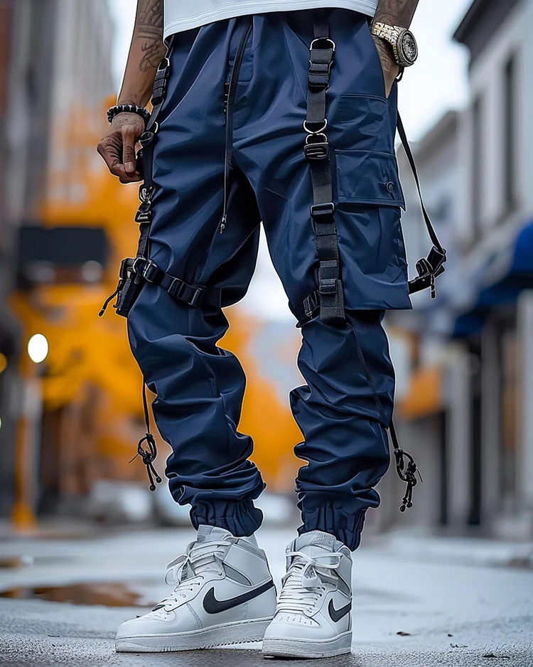 Men’s Pocket Metal Buckle Web Overalls Pant