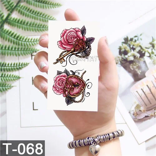 25 Designs Rose bow Temporary Tattoo Colorful Feather Planet Fake Black Waterproof Tattoo Sticker For Girl Kids Art