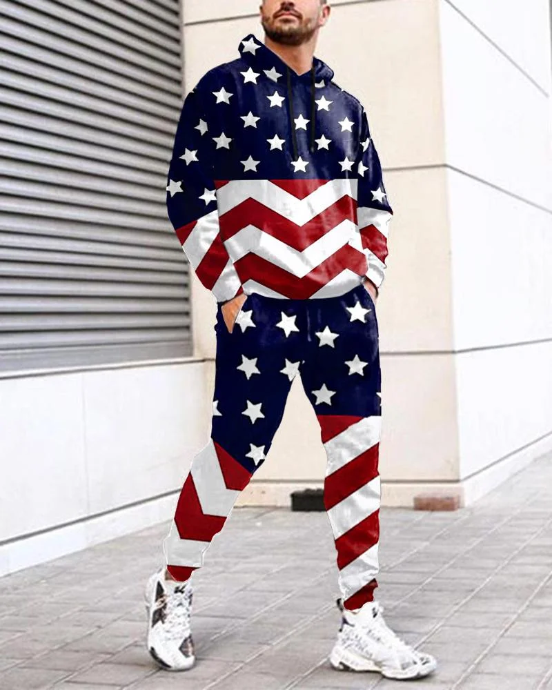 men's casual flag sports suit