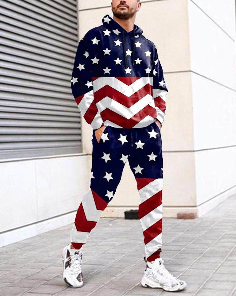 men's casual flag sports suit