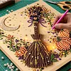 Halloween Bead Art DIY Pearl Painting Kit with Frame 20x20cm(witch broom)