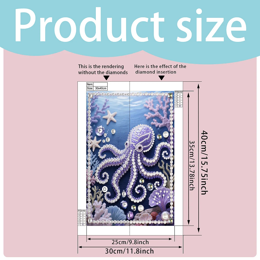 Octopus Special Shaped 5D DIY Partial Drill Pearl Gem Diamond Art Painting Kit for Adults Beginners Home Decor Art Craft Pearl Diamond Painting 30x40cm