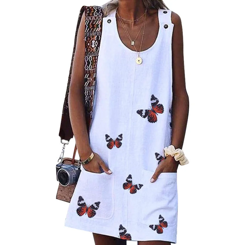 Butterfly Printed Sleeveless Dress