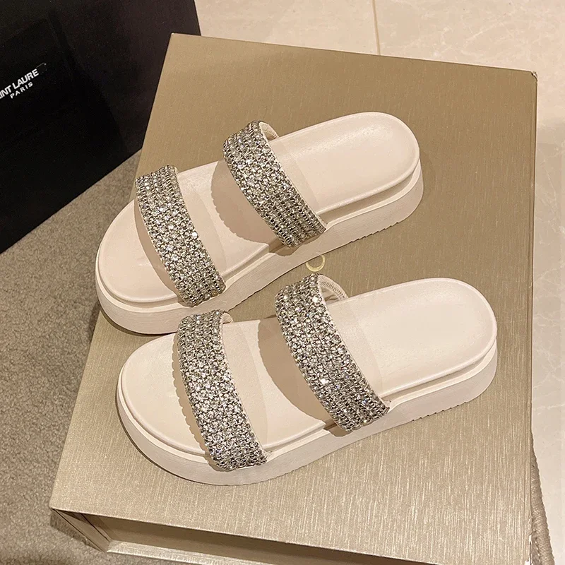 Tanguoant Tanguoant Crystal Women Slippers Shoes 2024 Summer Flip Flops Fashion Open Toe Beach Slingback Sandals Flats Outdoor Slides Femme