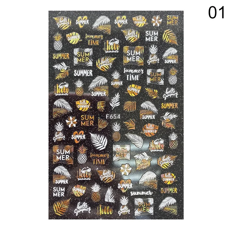 1PC Succulent Plants Flower 3D Nail Sticker Spring Floral Leaves Adhesive Transfer Decals Slider DIY Nail Art Decoration