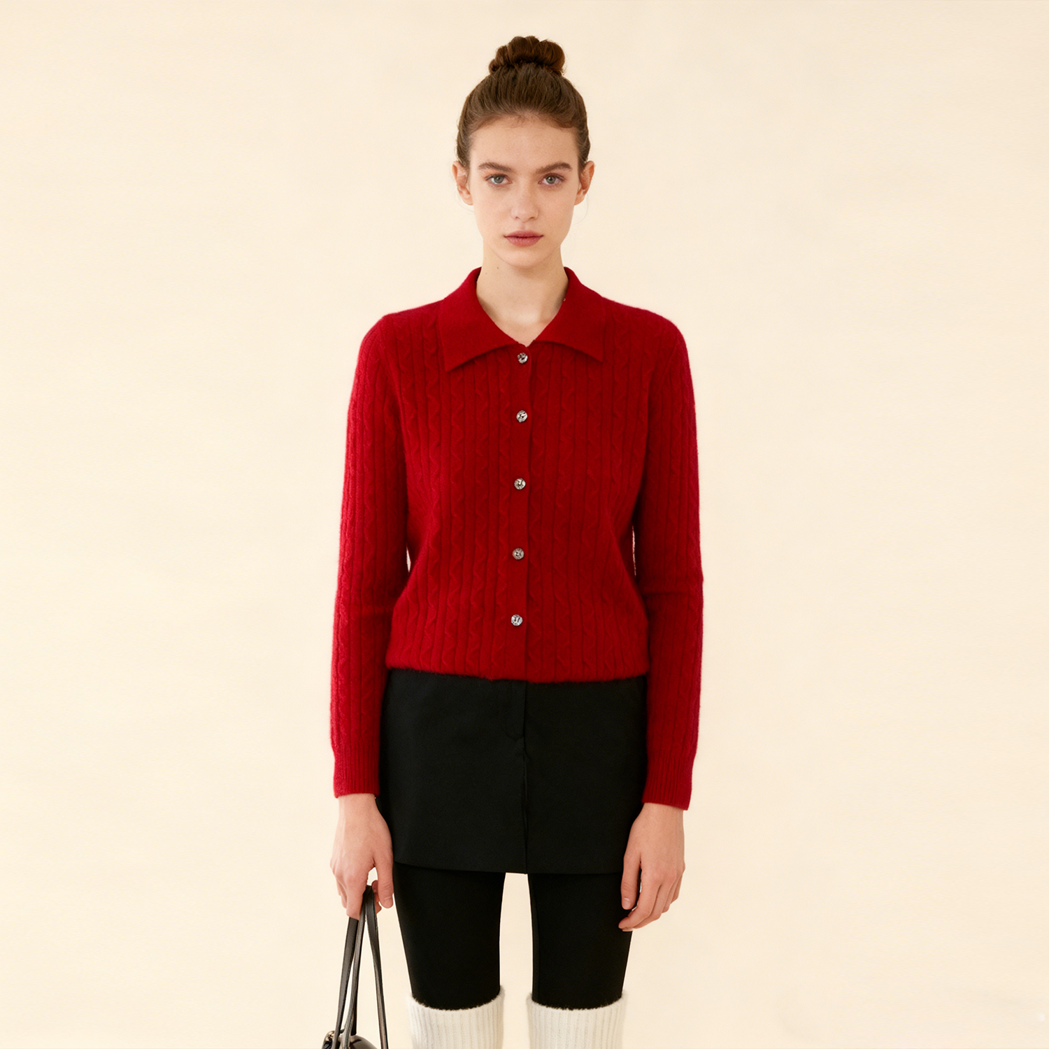 Lapel Collar Warm Women's Cashmere Sweater REAL SILK LIFE