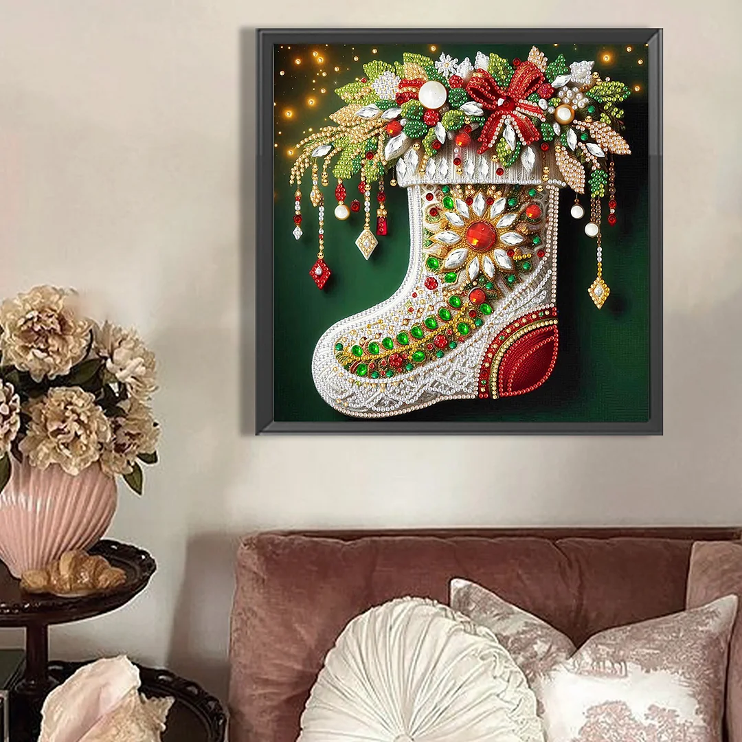 Christmas Sock - Partial Special Shaped Drill Diamond Painting Kits (Canvas|30*30cm)