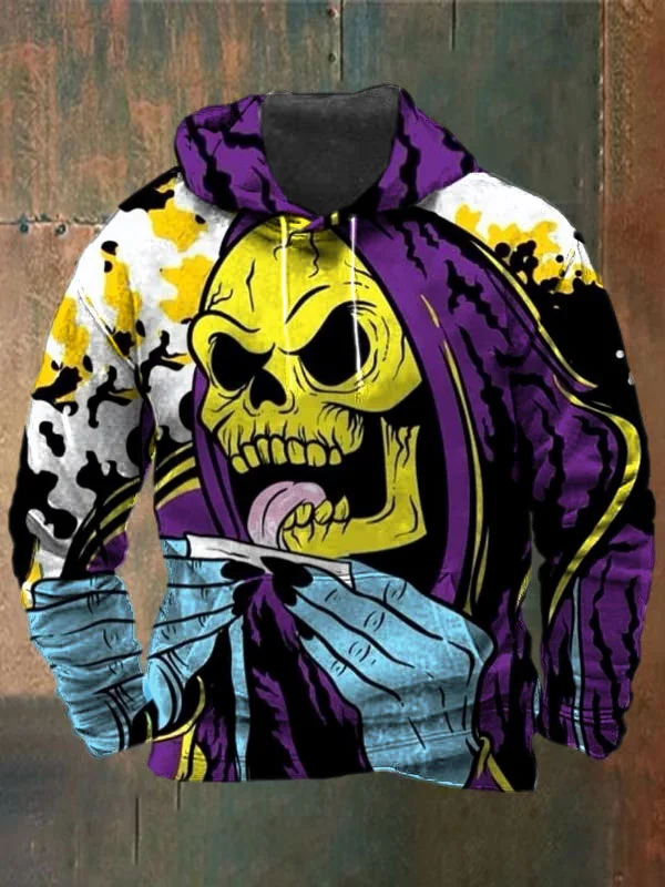 Unisex Skull Print Heavyweight Hoodies