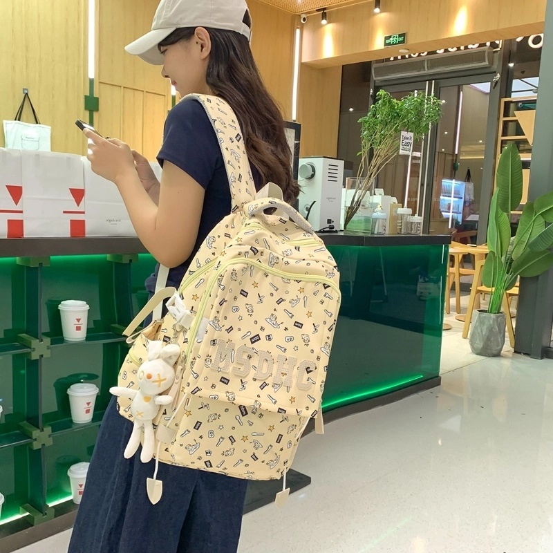 Solid Color Daily Shopping School Backpack