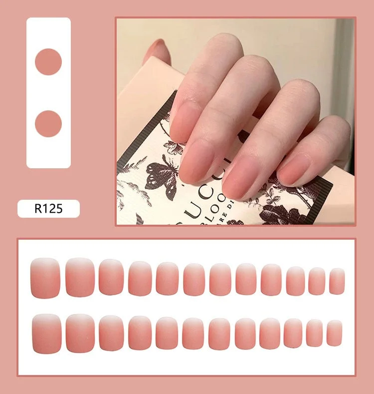 24pcs Full Cover Fake Nails Art Tools Matte Press on Coffin French Acrylic False Nail Tips With Glue Display Artificial Designs-Nail Inspo