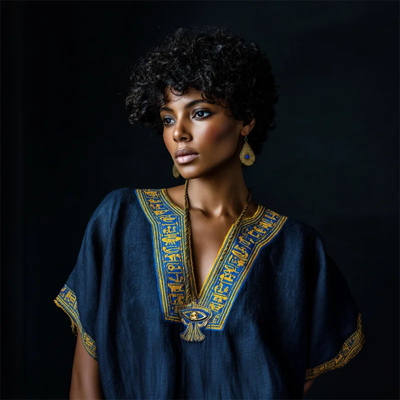 Eye Of Horus Ancient Egyptian Embroidered Linen Tunic