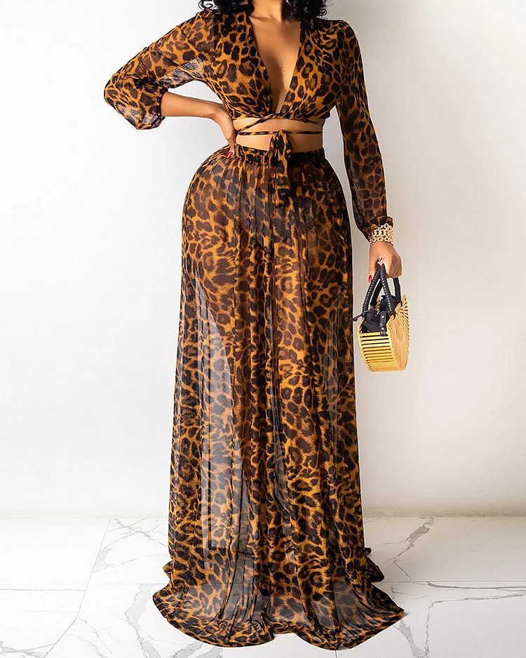 Leopard Print Skirt Suit
