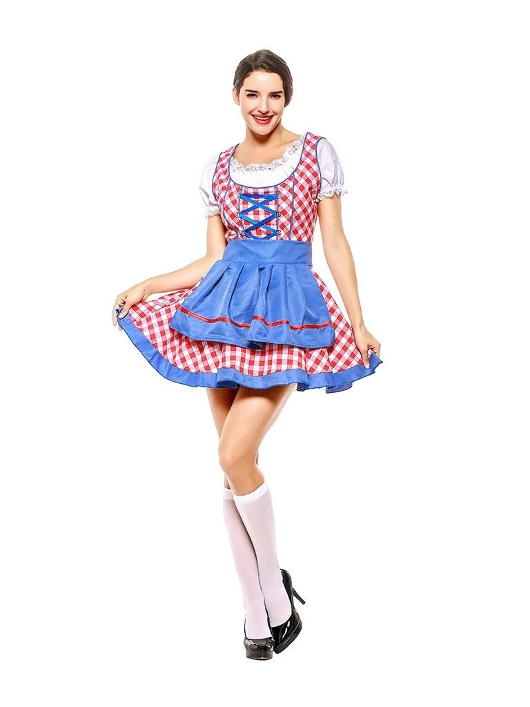 Oktoberfest Dirndl Dress Short Sleeve Mini Dress