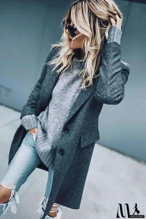 MidiSono - Lapel Button Closure Coat