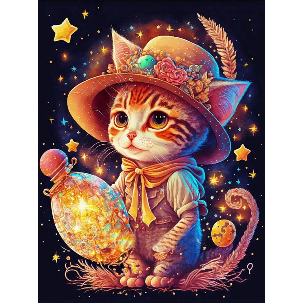 The magical journey of cats and hedgehogs - Full Round - Diamond Painting (30*40cm)