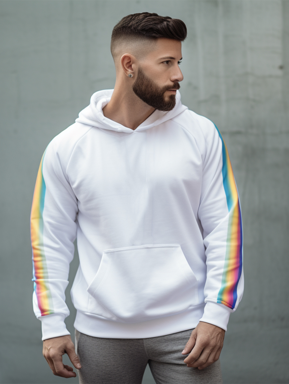 Men's Special Long Sleeve White Hoodie