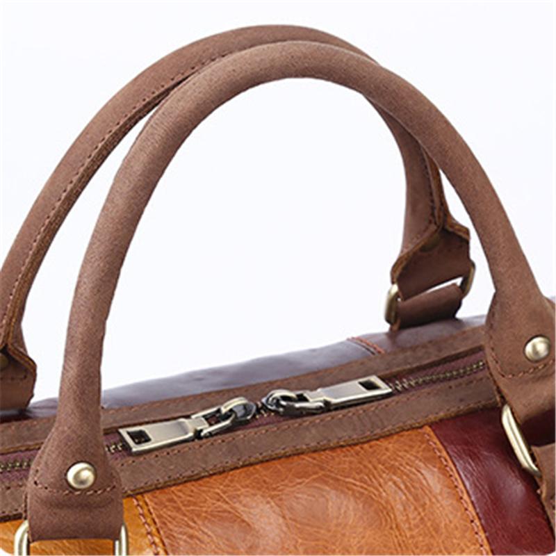 Unisex Leather Large Capacity Multicolor Patchwork Duffel Bags Travel Bag