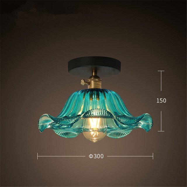 Vintage LED Ceiling Lamp European Lights Iron Glass Restoring Ancient Ways Edison Lighting Bedroom Living Room Light Fixture