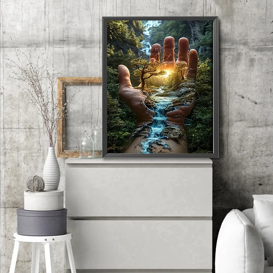 Hand Scenery DIY Paint By Numbers Kit on Canvas 40x50cm Without Frame Paint by Numbers Kits Drawing Paintwork for Beginners Adults Gift Home Wall Decor