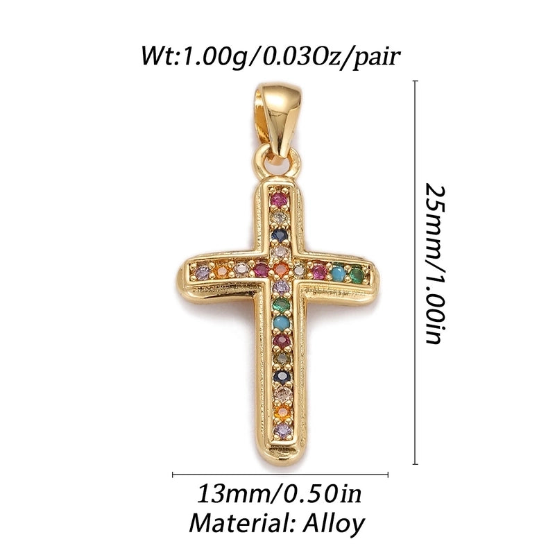 1 Piece Copper Zircon Cross Pendant