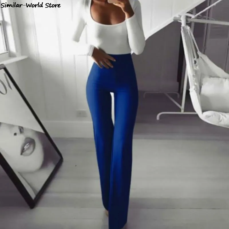 Pants Women Fashion Trousers Solid Elasticity Leggings Bell-bottoms Pants High Waisted Cargo Pants Women Pantalon Femme