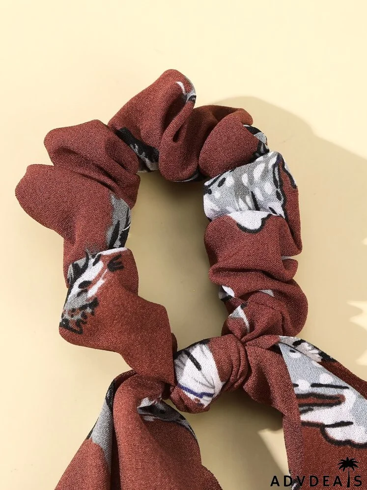 Feather Print Scarf Hair Tie