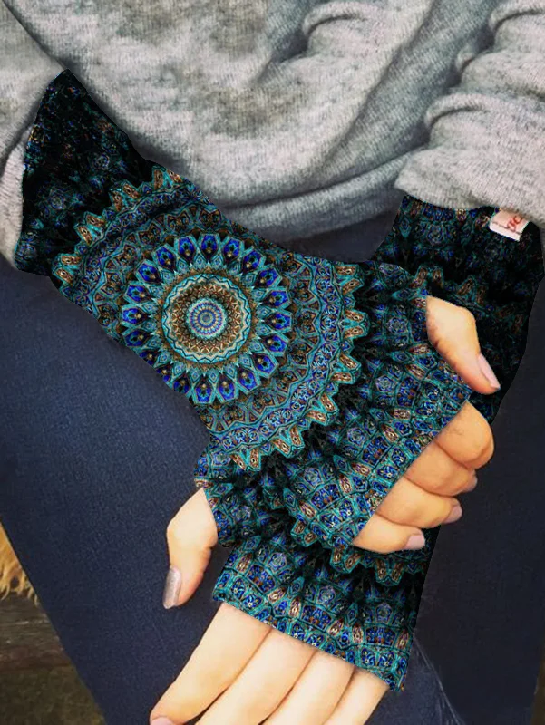 （Ship within 24 hours）Floral vintage print fingerless gloves
