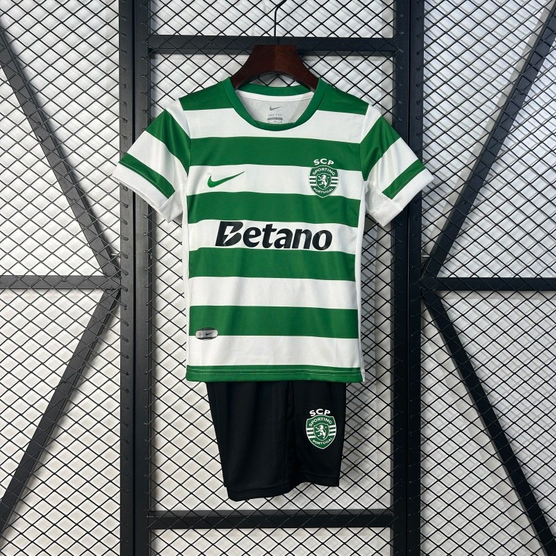 25/26 Sporting Lisbon Home Kids Kit Football Shirt Thai Quality