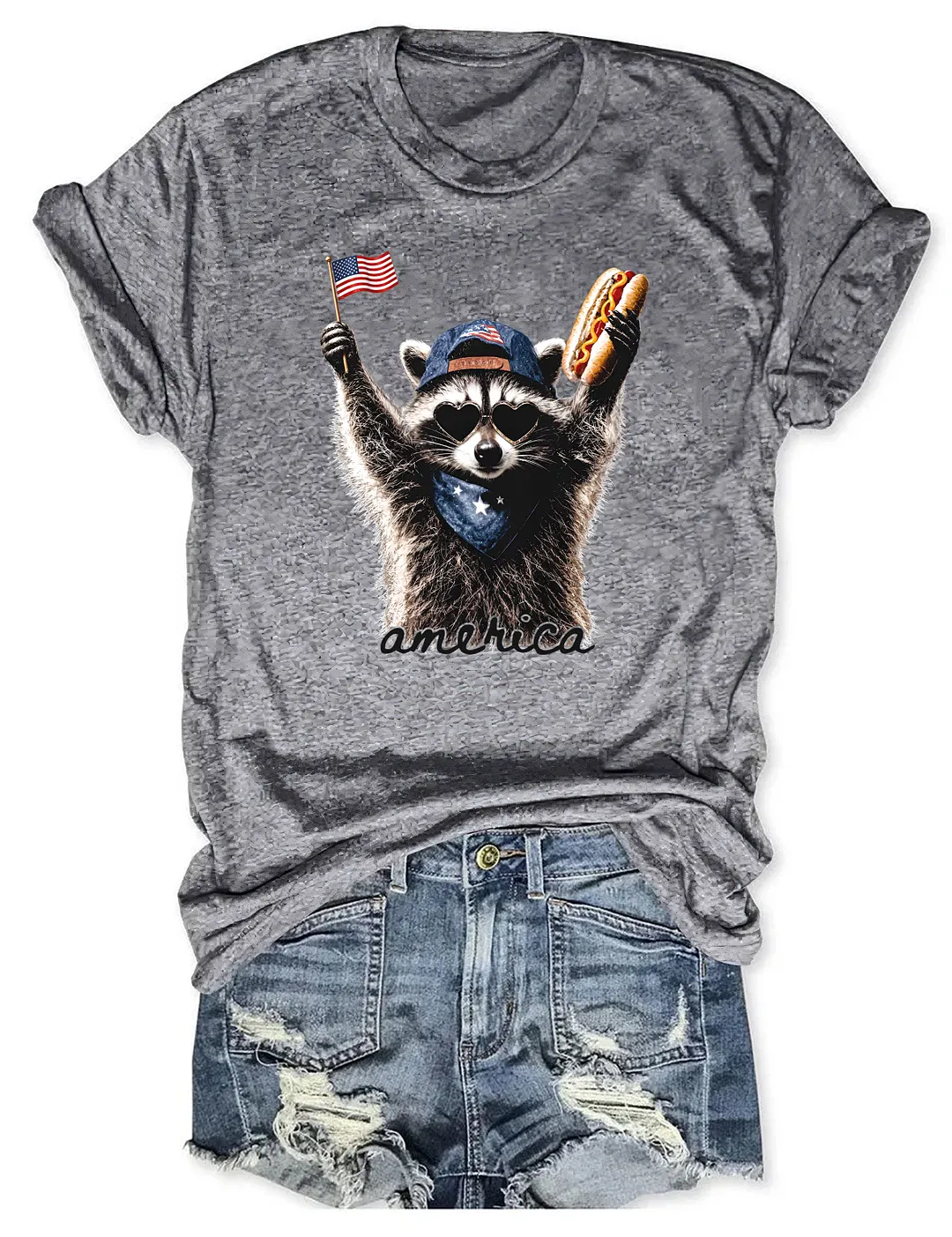 America Patriotic Raccoon T-shirt