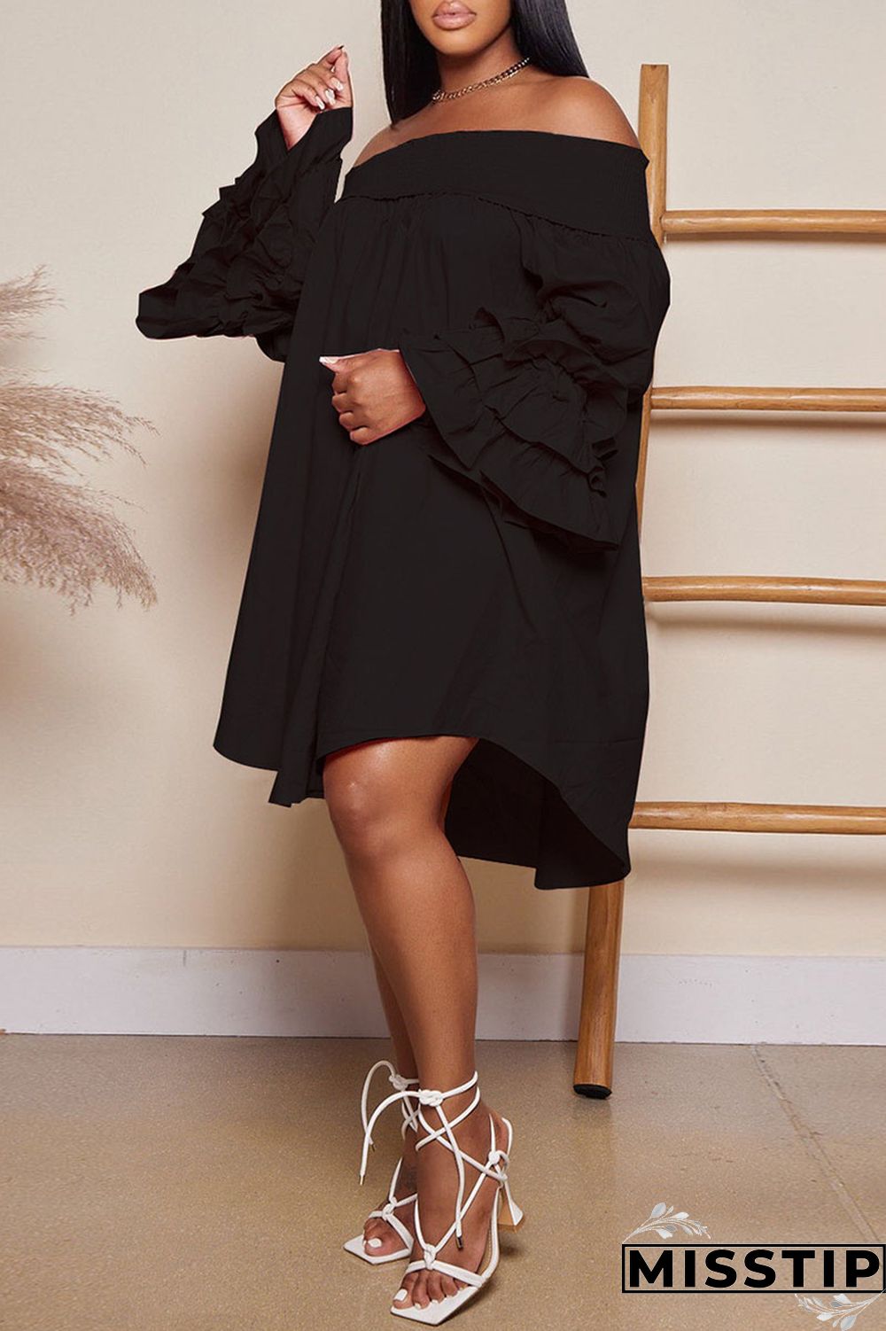 Fuchsia Casual Solid Patchwork Fold Off the Shoulder Princess Dresses