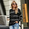 Women's Loose Long-Sleeved Hoodless Striped Printed Sweater