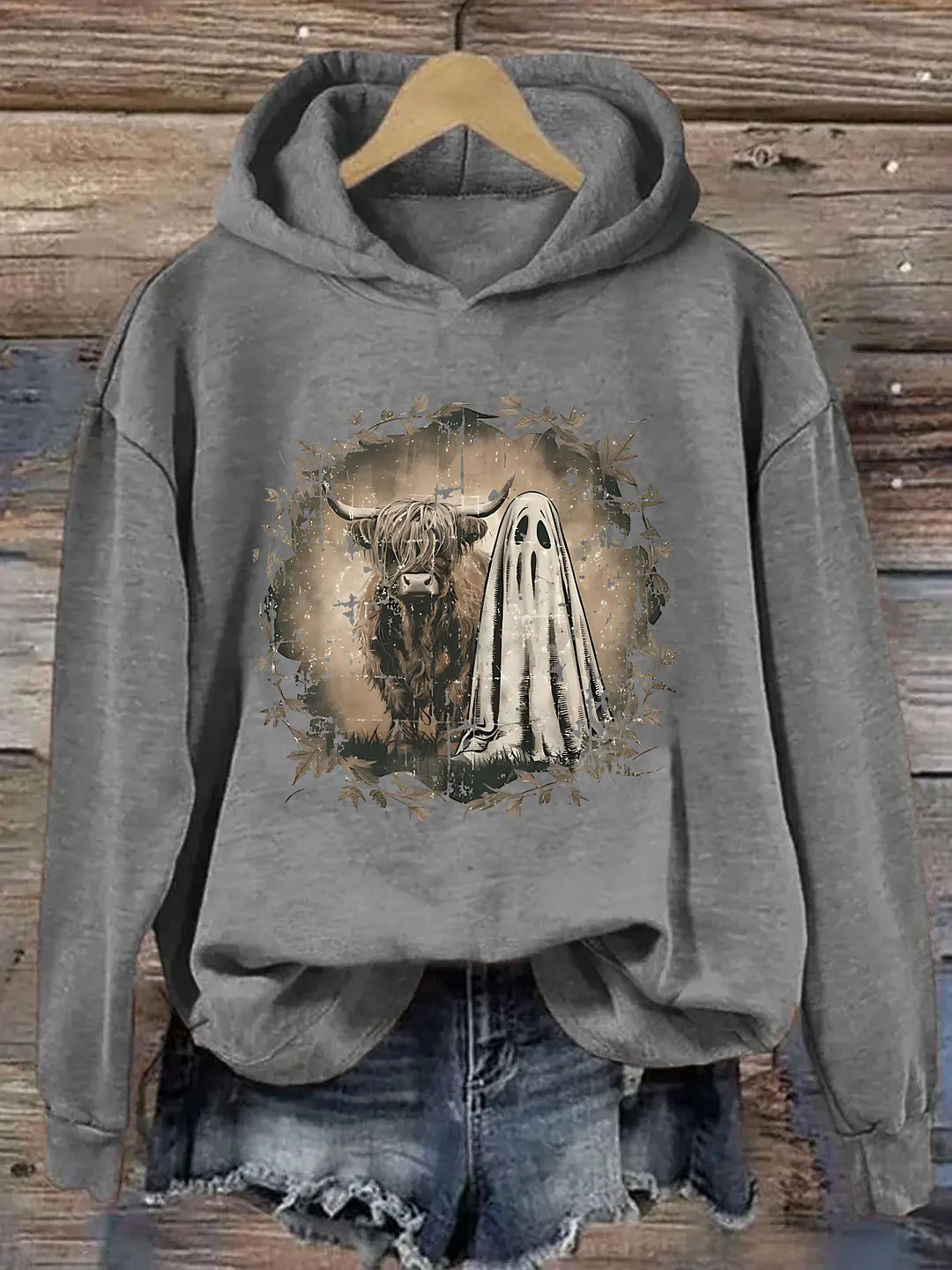 Highland Cow Ghost Hoodie