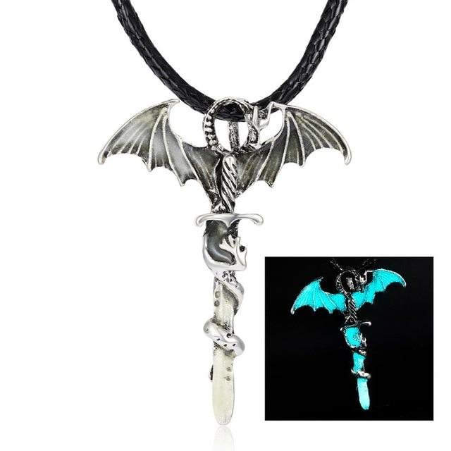 Vintage Luminous Glowing Sword Dragon Necklace-Mayoulove