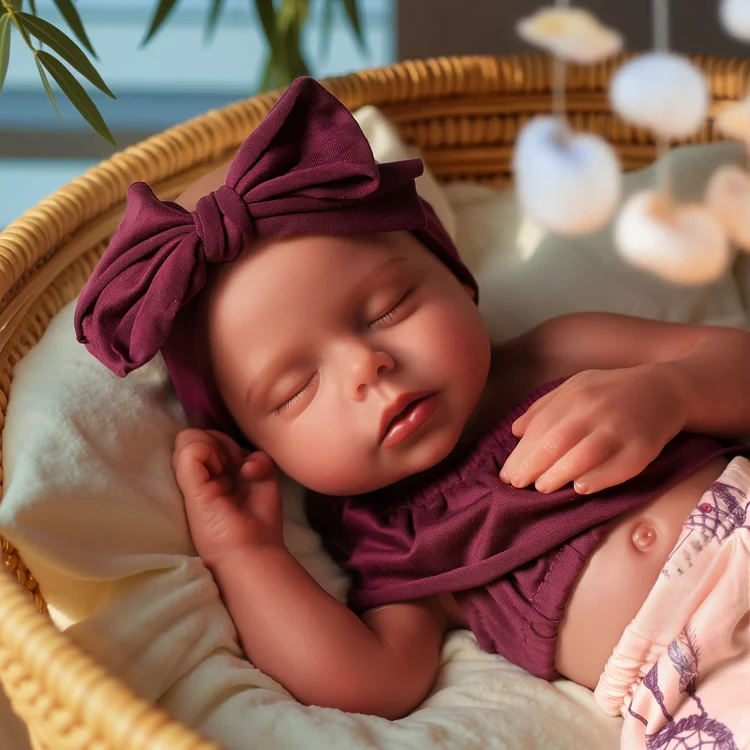 [Ships Within 24 Hours]Babeside Lucy 12“/16'' Realistic Silicone Sleeping Baby African American Little Infant Girl Physical and Mental Accompaniment