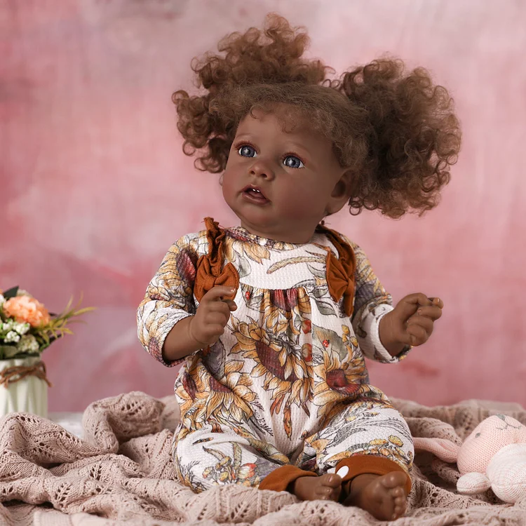 Babeside 20" Reborn Baby Doll African American Chrysanthemum Pattern Girl Saria