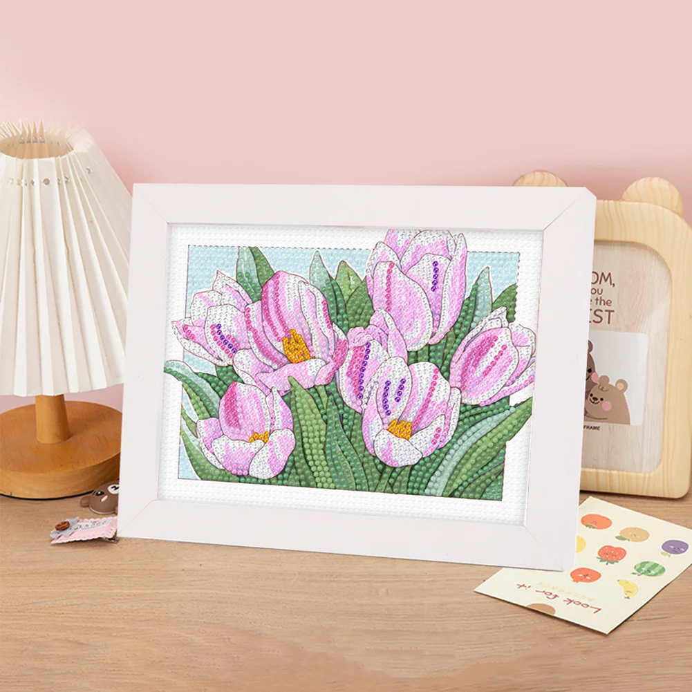 DIY Flower Full Drill Diamond Painting for Beginners(Canvas|15*20cm)【with Plastic Frame】