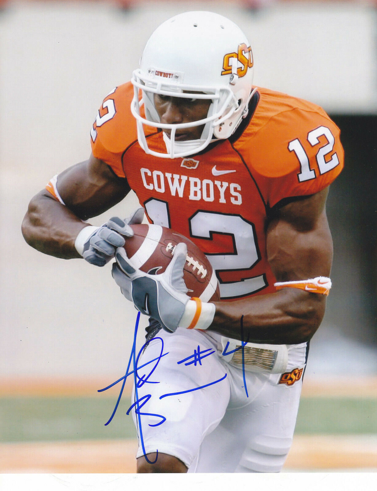 ADARIUS BOWMAN SIGNED OKLAHOMA STATE COWBOYS 8X10 Photo Poster painting EDMONTON ESKIMOS PROOF