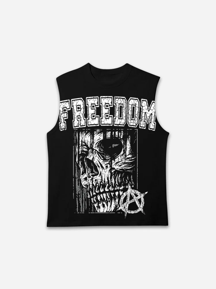 Freedom Skull Print Tank Top