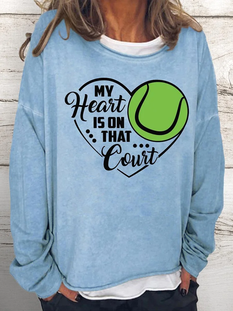 My heart is on that court Tennis Women Loose Sweatshirt-Annaletters