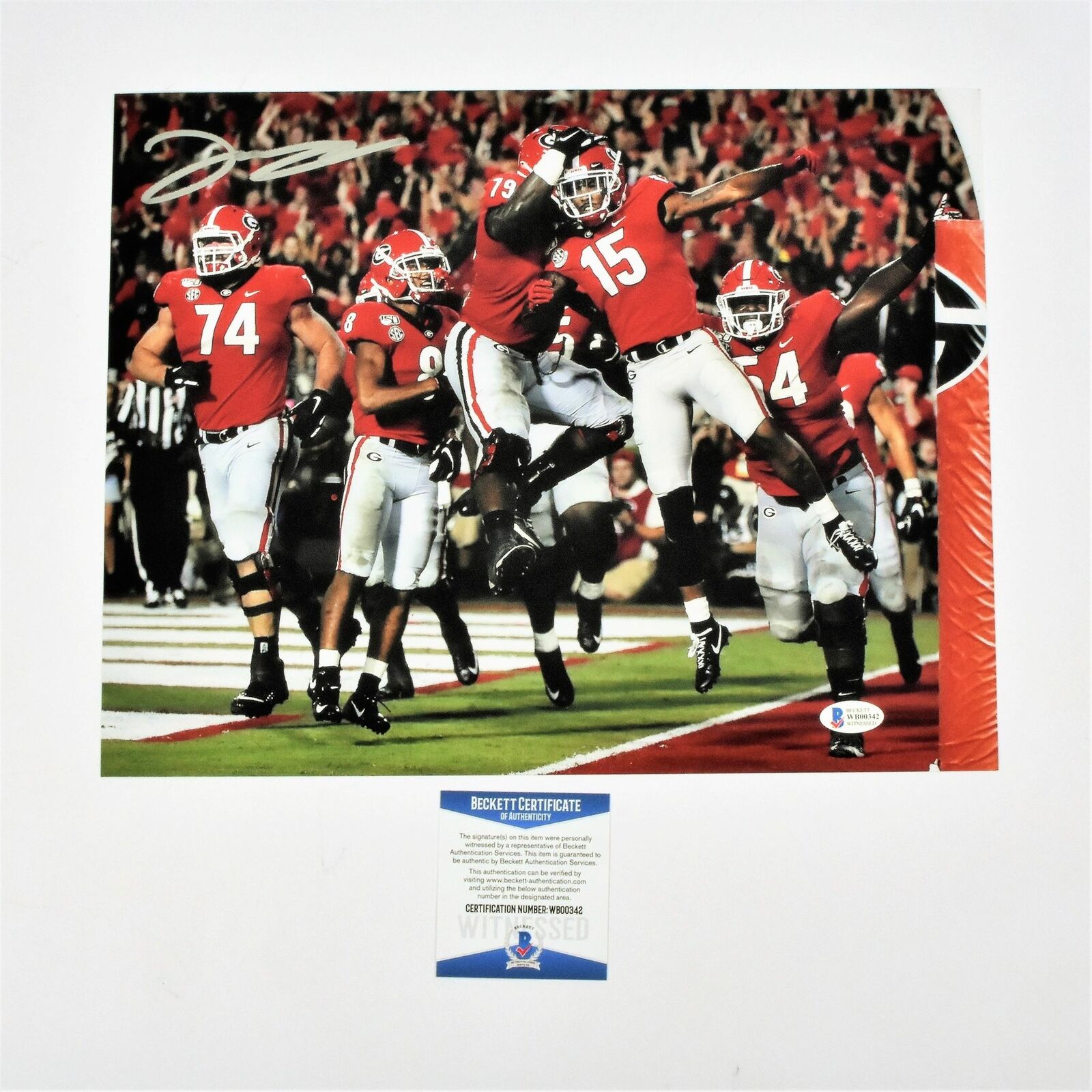 Lawrence Cager Autograph Signed 11x14 Photo Poster painting Georgia Bulldogs Beckett Coa