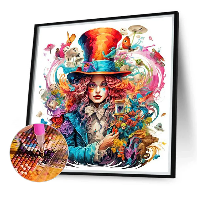 Mad Hatter Alice 40*40CM (Canvas) Full Round Drill Diamond