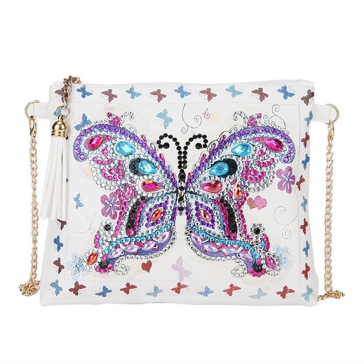 DIY Butterfly Special Shaped Diamond Painting Leather Chain Messenger Bags