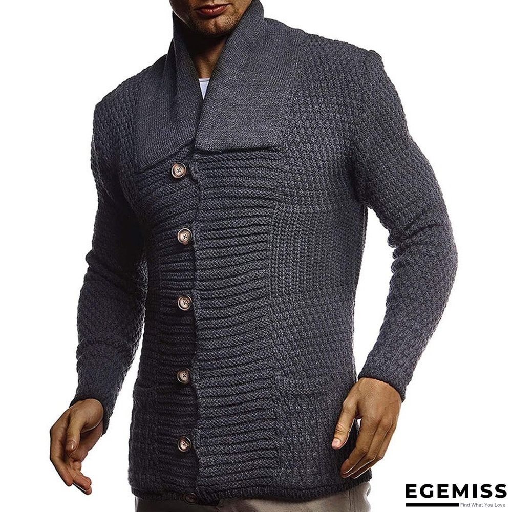 Men's Solid Color Long Sleeve Knitted Cardigan Coat | EGEMISS